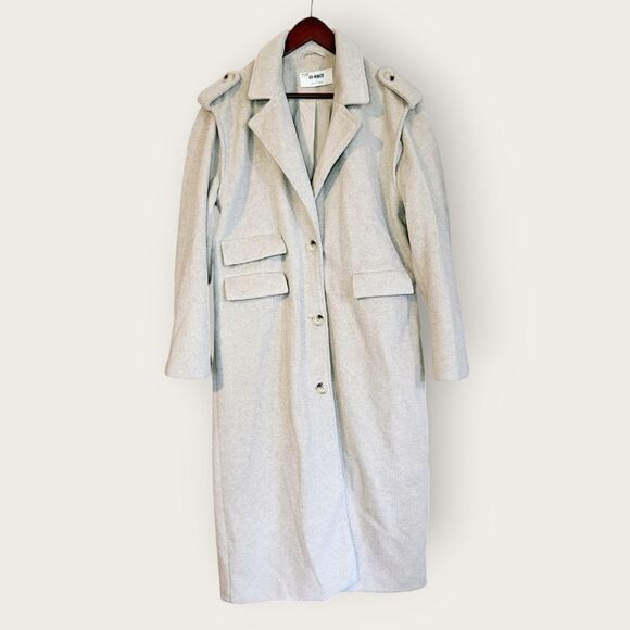 4th + Reckless Seana Boxy Long Line Oversize Menswear Inspired Trench Coat Tan M - Picture 4 of 12